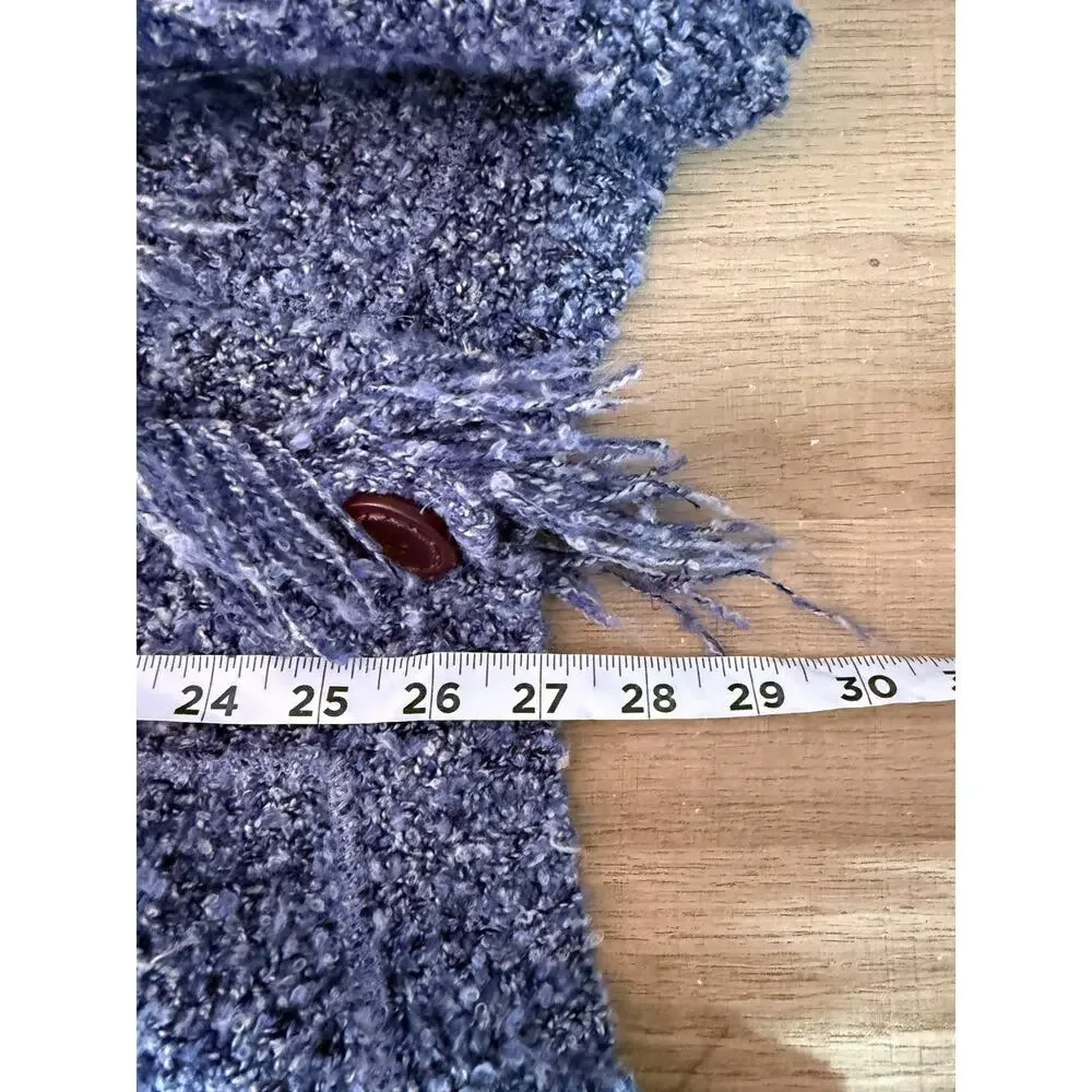 Vtg Peter Carol Blue Bouclé Knit Button Front Cardigan Sweater Small